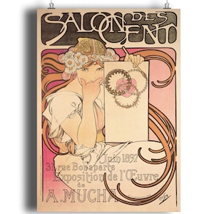 Salon des Cent Wall Print – Alphonse Mucha Art Nouveau Poster for Elegant Home Decor
