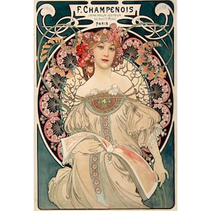 F. Champenois – Alphonse Mucha Art Nouveau Digital Wall Art (1898) | Plakat w stylu vintage do druku