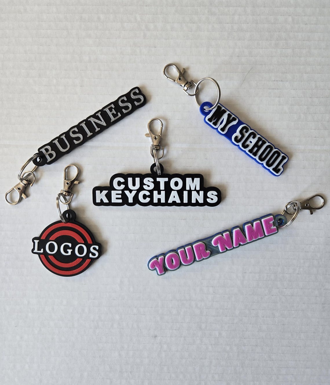 Custom 3D Printed Keychain | Personalized Name, Business Logo, School ...