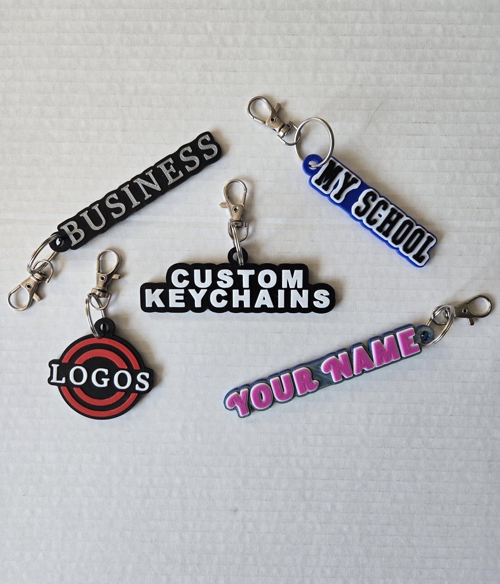 Custom 3D Printed Keychain | Personalized Name, Business Logo, School ...
