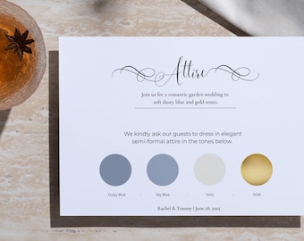 Editable Wedding Attire Card: Printable Dress Code Insert (Corjl)