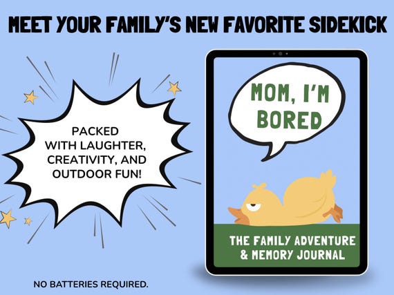 Mom, I’m Bored! Family Adventure and Memory Journal | Printable Kids Activity Book | Screen-Free Fun and Family Games