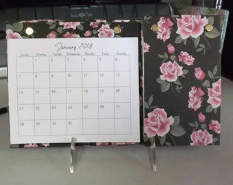 2018 - 2019 Rose Print Desk Calendar Hub with Notes and Weekly To Do Sections, 2 Year, Refillable, Adjustable Easel Stand