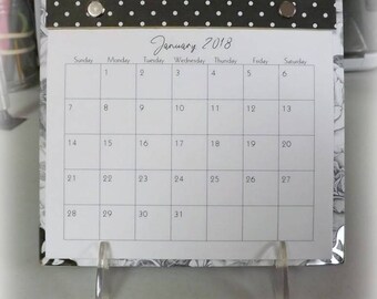 Black and White Rose 2018 - 2019 Refillable Desk Calendar