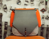 Wool felt saddle bag, grey and black messenger - Free Shipping - the Flex bag