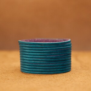 Damen Leder Manschette Armband in Petrol Blau