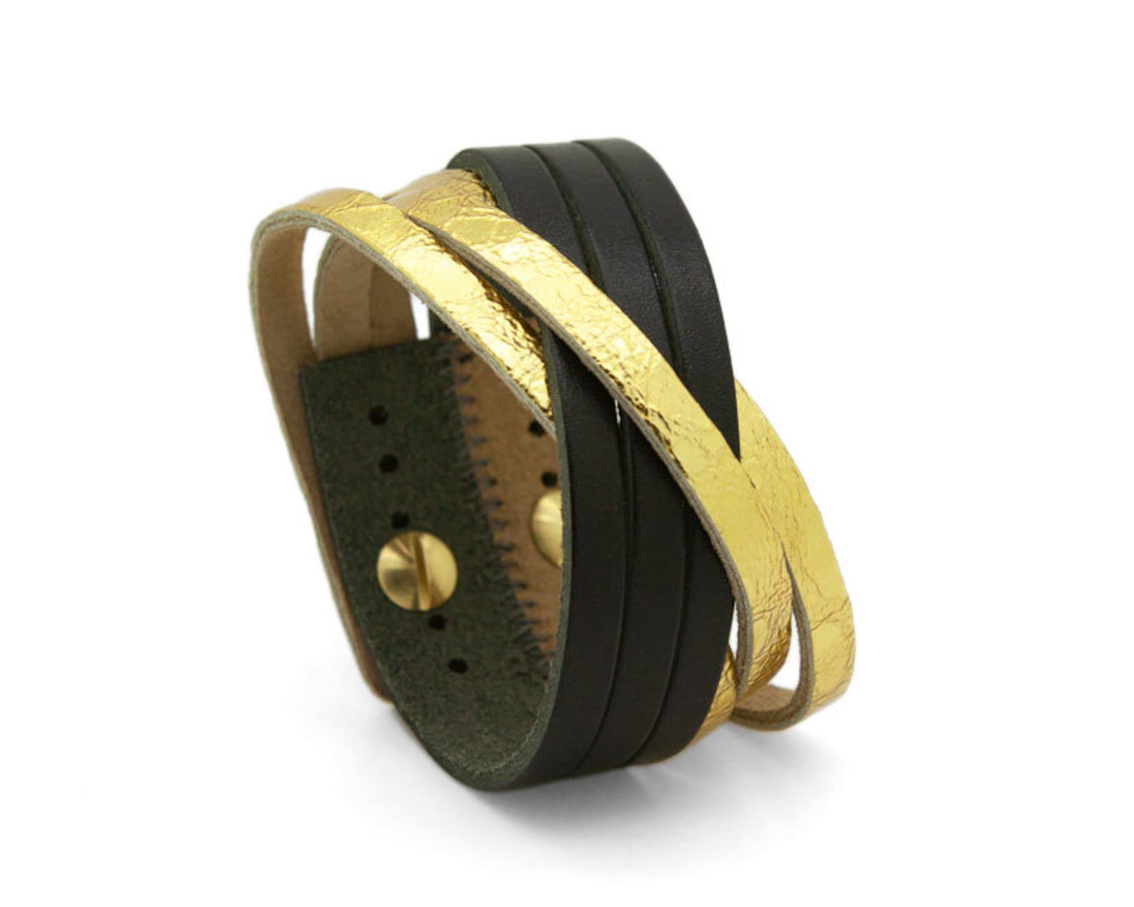 Black and Gold Cuff Gold Leather Cuff Gold Cuff Bracelet - Etsy