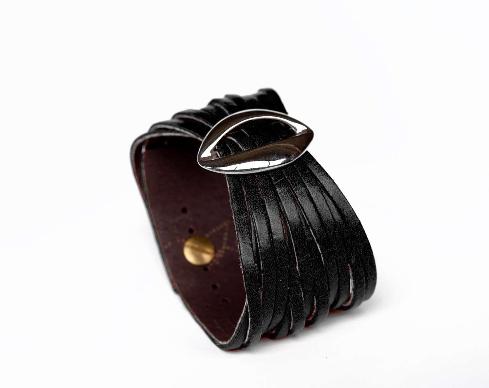 Black Leather Cuff Womens Leather Bracelet Lips Etsy