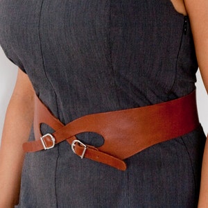 Large ceinture en cuir tan, ceinture double boucle le Roxy image 5