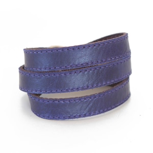 Purple leather wrap bracelet, indigo cuff bracelet  - the TWIST