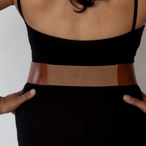 Large ceinture en cuir tan, ceinture double boucle le Roxy image 4