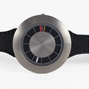 Black Leather Watch, Minimalist Watch, Slim Black Watch - Orbital