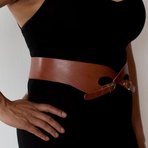Large ceinture en cuir tan, ceinture double boucle le Roxy image 3