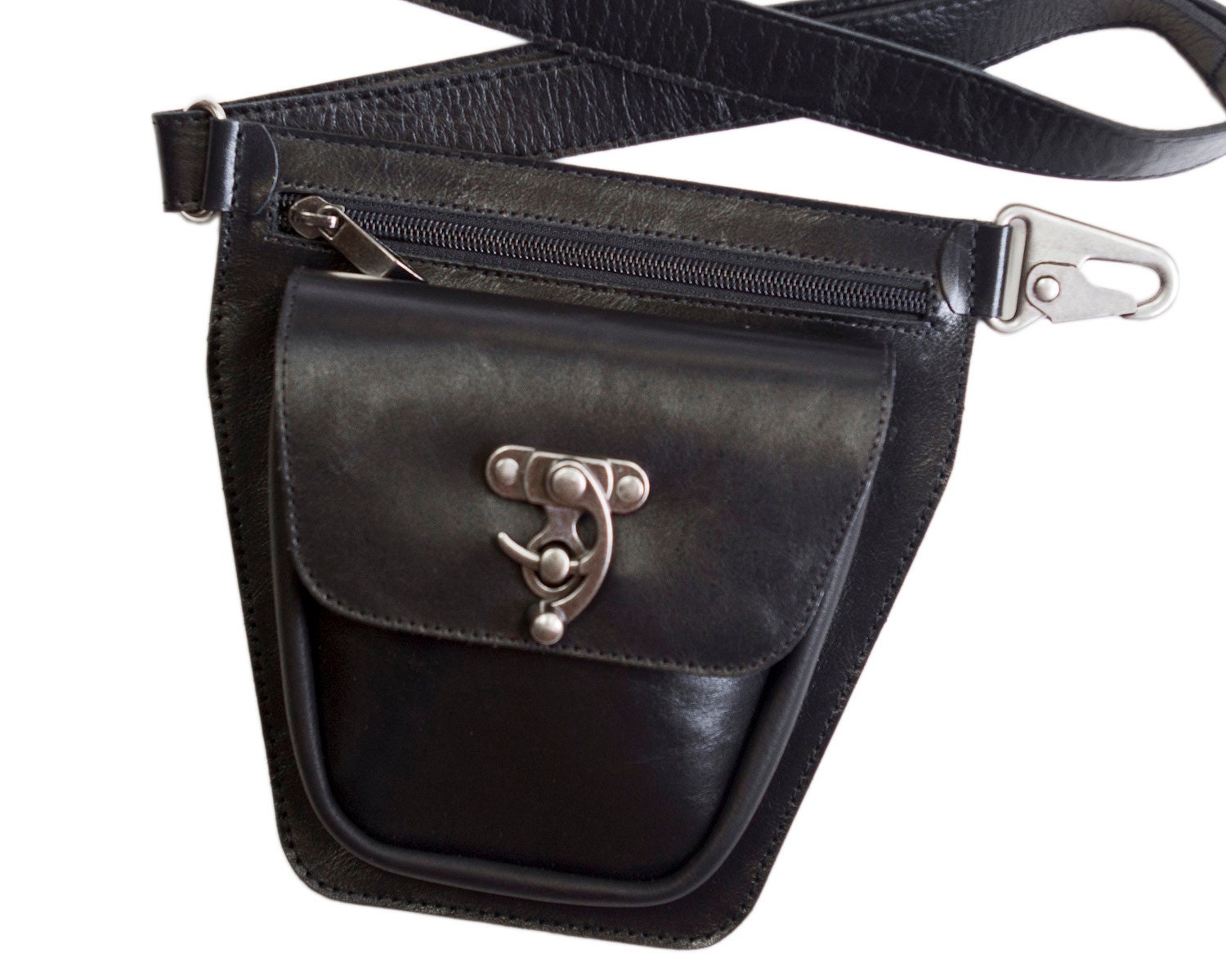 Black leather hip bag black festival bag black belt bag Etsy