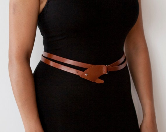 Double Wrap Brown Leather Belt - the Chica - Etsy display picture 3