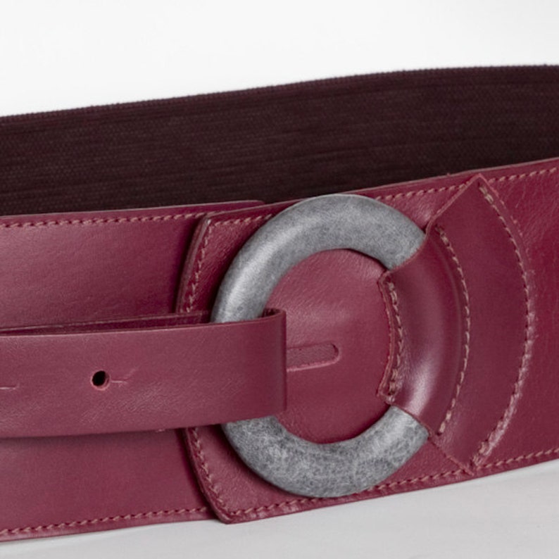 Oxblood Red Belt Red and Grey Belt Leather and Elastic Belt - Etsy