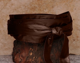 Dark Chocolate brown obi belt, brown sash belt  - Sash-a