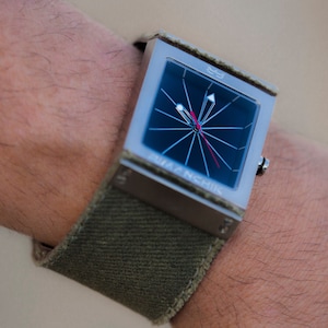 Army green watch, green canvas watch, chunky watch - the Fulcrum