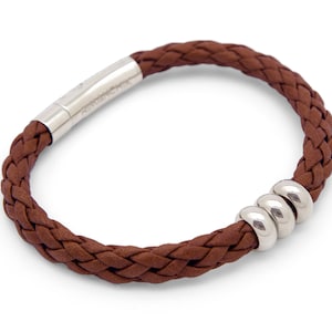 Brown leather bracelet, Stackable leather bracelet, Men&#39;s or Women&#39;s braided bracelet - the Norse