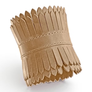 Beige leather cuff, camel cuff bracelet, light brown cuff   - the Elektra