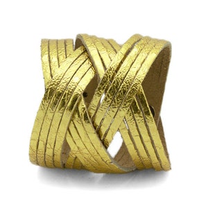 Metallic Leather Bracelet, Gold Leather Cuff  - the Jazz