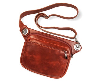 Convertible crossbody to hip bag | Red festival bag, belt bag, fanny pack - the Felix