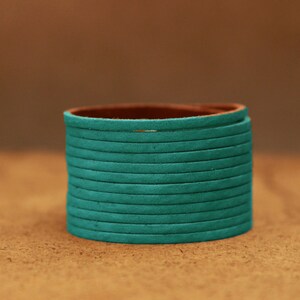 Caribbean green Leather Cuff  - the Strands