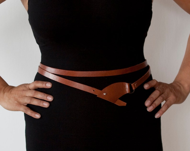 Double Wrap Brown Leather Belt the Chica - Etsy