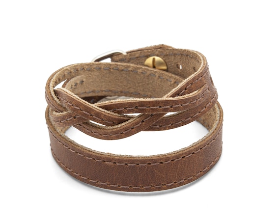 Tan Brown Braided Leather Wrap Bracelet Braided TWIST - Etsy
