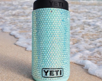 Bicchiere YETI Slim Tumbler con strass Aqua – Tazza scintillante iridescente – Bicchieri scintillanti personalizzati – Regalo glamour fatto a mano