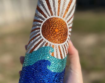 Bicchiere in acciaio inossidabile con strass Sun & Wave da 20 once