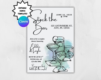 Stock the Bar Invitation Template: Couples Shower, Engagement Party (Digital Download)