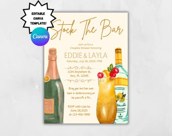 Stock the Bar Invitation Template: Couples Shower, Engagement Party (Digital Download)