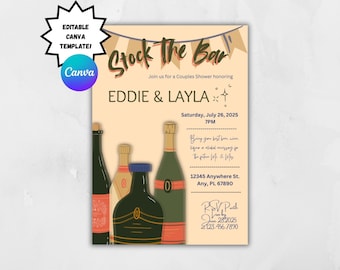 Stock the Bar Invitation Template: Couples Shower, Engagement Party, Instant Download