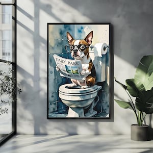 Boston Terrier Printable Wall Art, Dog Lover&#39;s Digital Print for Bedroom or Bathroom, Cute Pet Illustration for Home Decor, Instant Download