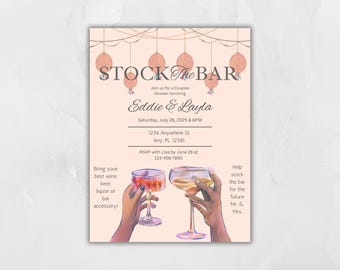Stock the Bar Invitation Template: Couples Shower, Engagement Party (Digital Download)