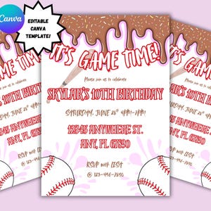 Baseball Drip Birthday Invitation, Instant Digital Download, Editable Softball Party Invite Template, Sports Theme Birthday
