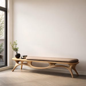 Oak Bench, Mid Century Modern Bench, Decorative Bench, Entryway Bench, Bench Home Decor, Living Room Bench