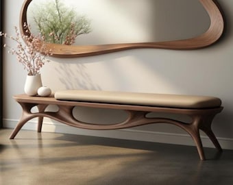 Nussbaum Bank, Mid Century Modern Bank, Dekorative Bank, Eingangsbank, Bank Home Decor, Wohnzimmerbank