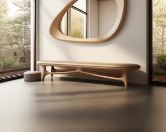 Dekorative Eichenbank, Mid Century Modern Bank, Dekorative Bank, Eingangsbank, Bank Home Decor, Wohnzimmerbank