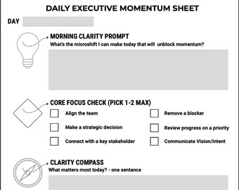 Planificador diario rellenable para ejecutivos / Claridad cuántica (PDF) / Hoja de productividad / Imprimible