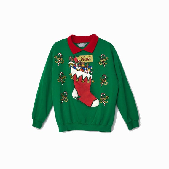 vintage Elf sweater | green ugly Christmas sweater