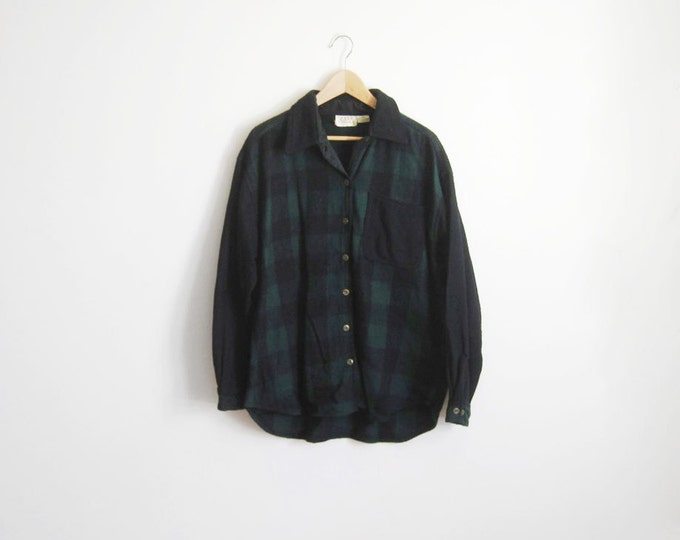 Vintage Green Black Buffalo Plaid Wool Shirt Jacket - Etsy