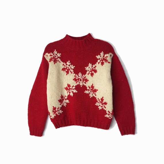 red wool snowflake sweater | 90s christmas sweater