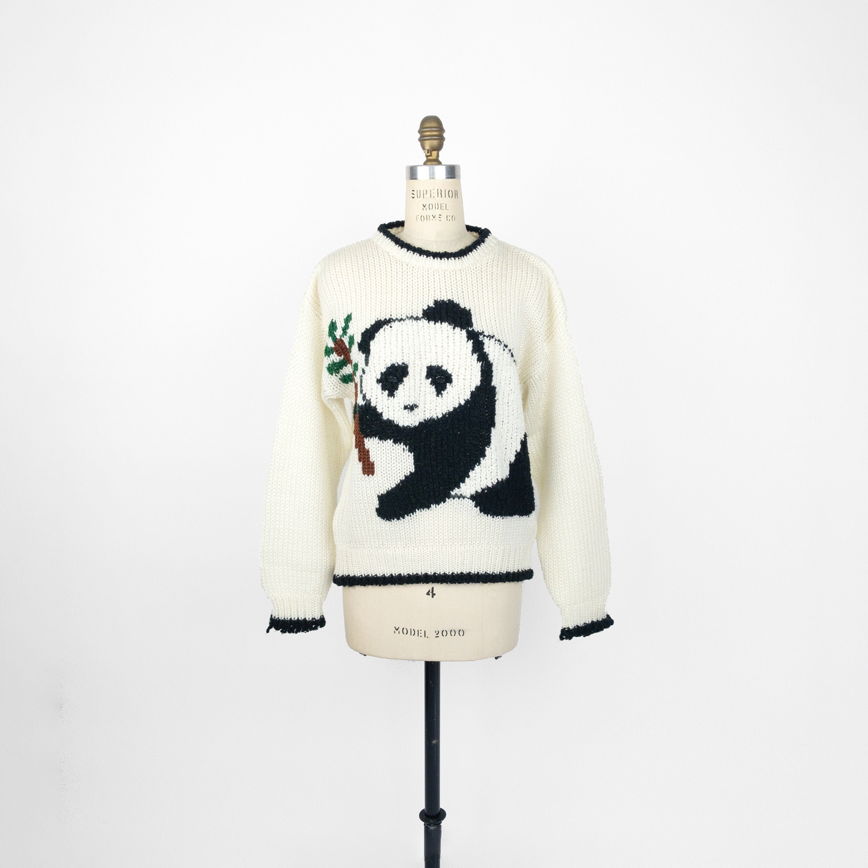 vintage panda sweater | 1980s tacky sweater