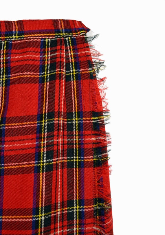 Vintage 50s 60s Red Plaid Wool Skirt / Tartan Pla… - image 3