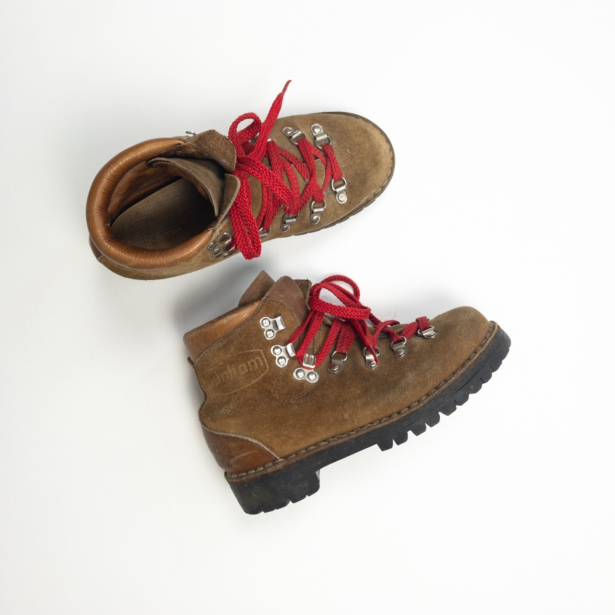 1970s hiking boots red laces