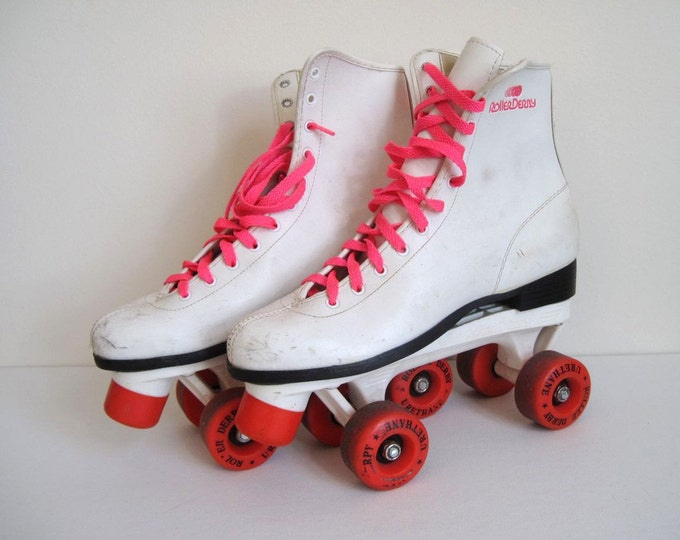 Vintage 80s Hot Pink and White Roller Derby Roller Skates Etsy