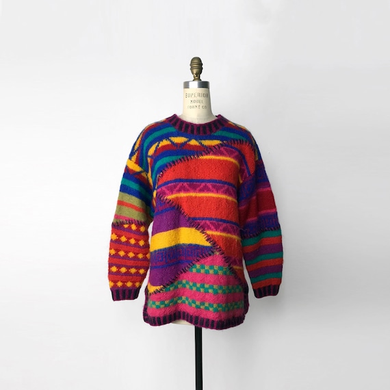 colorful striped mohair sweater | patchwork wool s