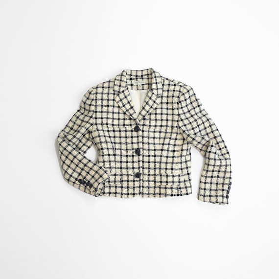 ivory plaid wool jacket | windowpane check
